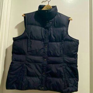 Land's End Navy Quilted Down Mock Neck Ski Gorpcore Puffer Sporty Vest L/XL